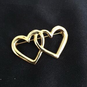 Vtg Double Heart Brooch